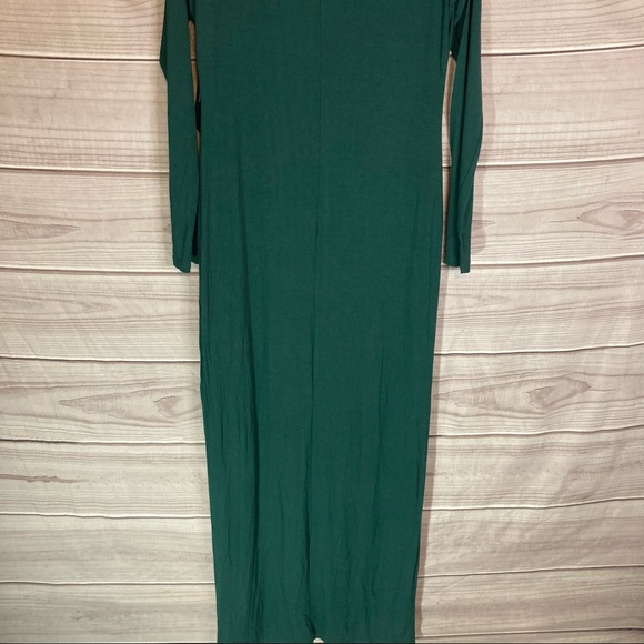 Lulu’s Charmed Life Forest Green Long Sleeve Asymmetrical Maxi Dress - Picture 9 of 11